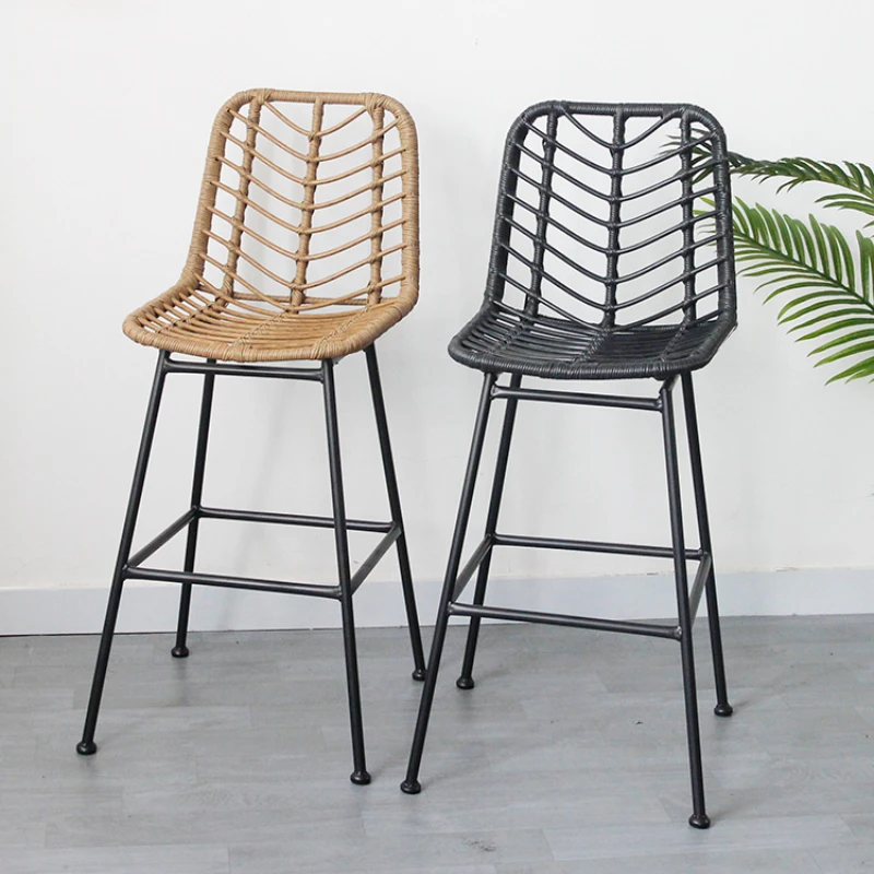 Modern Minimalist High Chairs Reception Iron Ergonomic Counter Backrest Relaxing Home Furniture