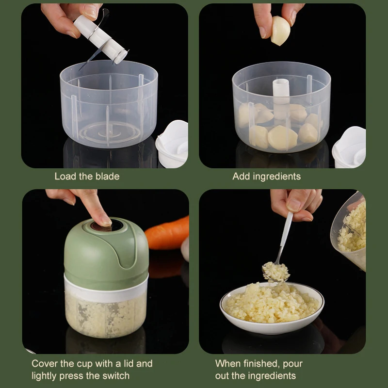 250ml Electric Garlic Chopper USB Meat Grinder Garlic Masher Machine Sturdy Durable Crushed Ginger Vegetable Crusher Kitchenware garlic chopper