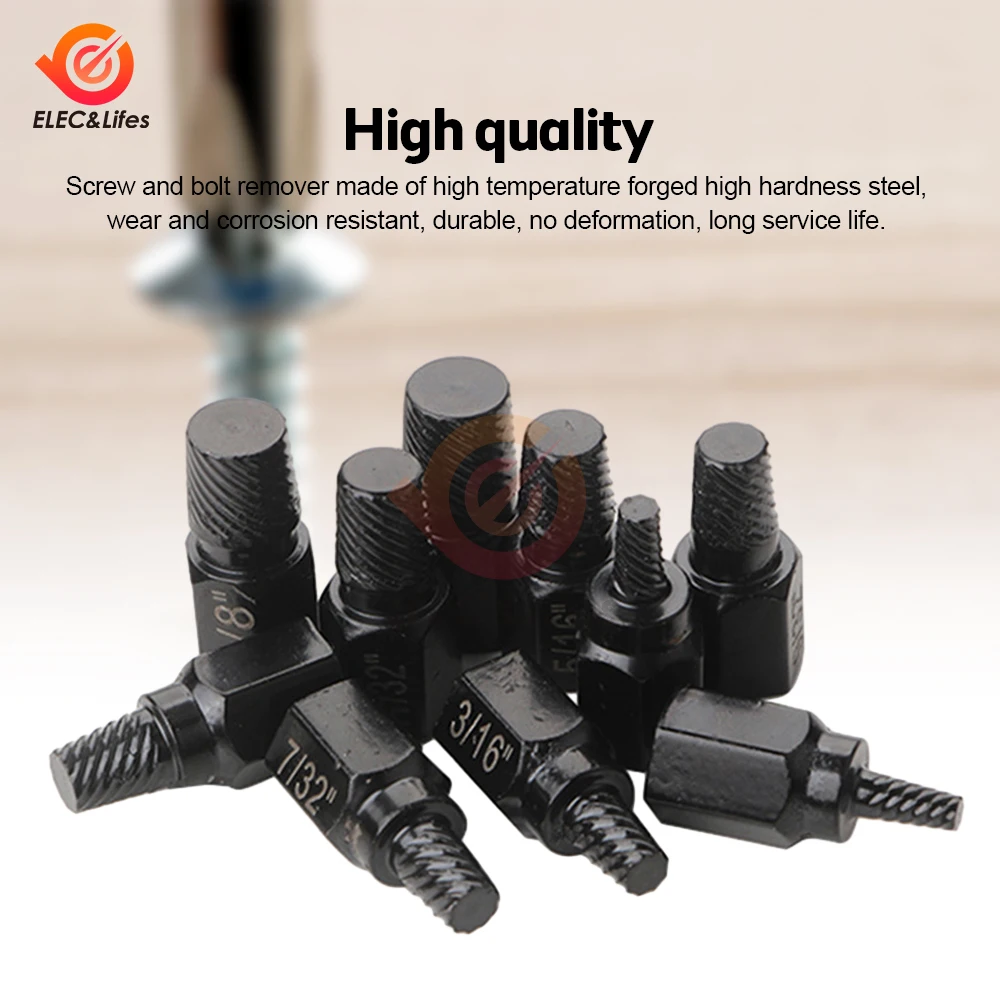 10pcs/set Screw and Bolt Extractor Drill Bit Set Disassemble Screws Bolt Stud Slip Teeth Demolish Stripped Broken Remover Tools