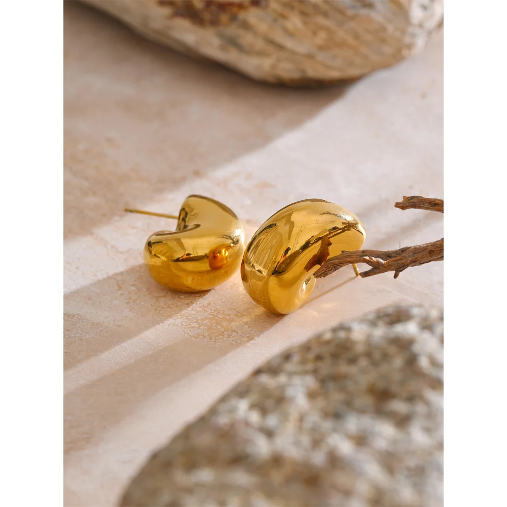 Yhpup Stainless Steel Hollow Chunky Earrings for Women