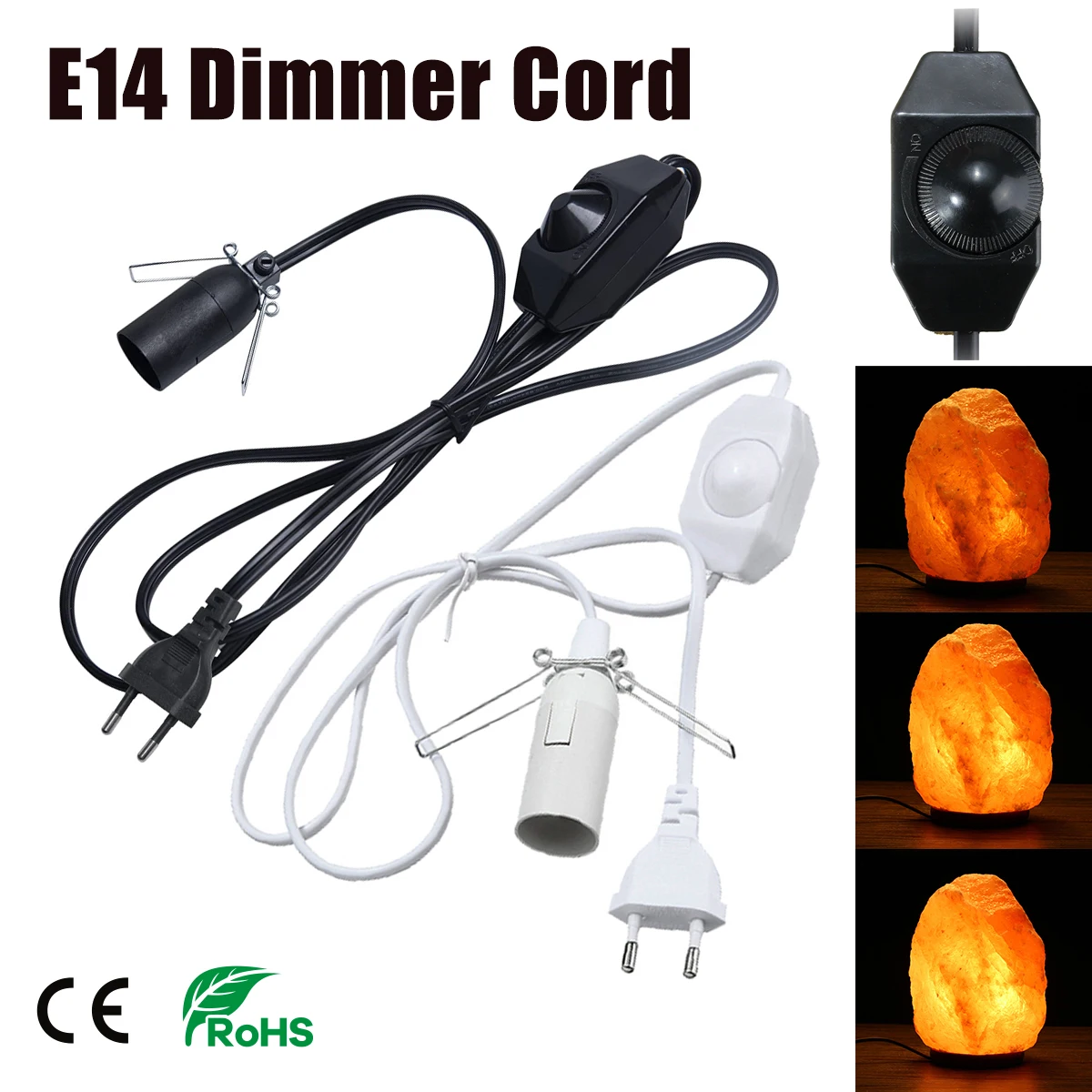 

1.8m E14 Dimmer Lamp Base Holder Power Cord Cable Electric Power Dimmer Switch Cord For Himalayan Salt Lamp EU Plug