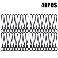 Lanyard Ring Keychain and DIY Accessories Pack - Durable Nylon Material, Available in Sets (Black 40PCS)