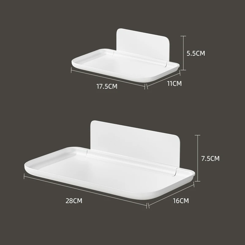 Folding Wall Mounted Shelf Saving Space Foldable Storage Rack Punch-Free Phone Holder Wifi Router Storage Tray BathroomOrganizer 6