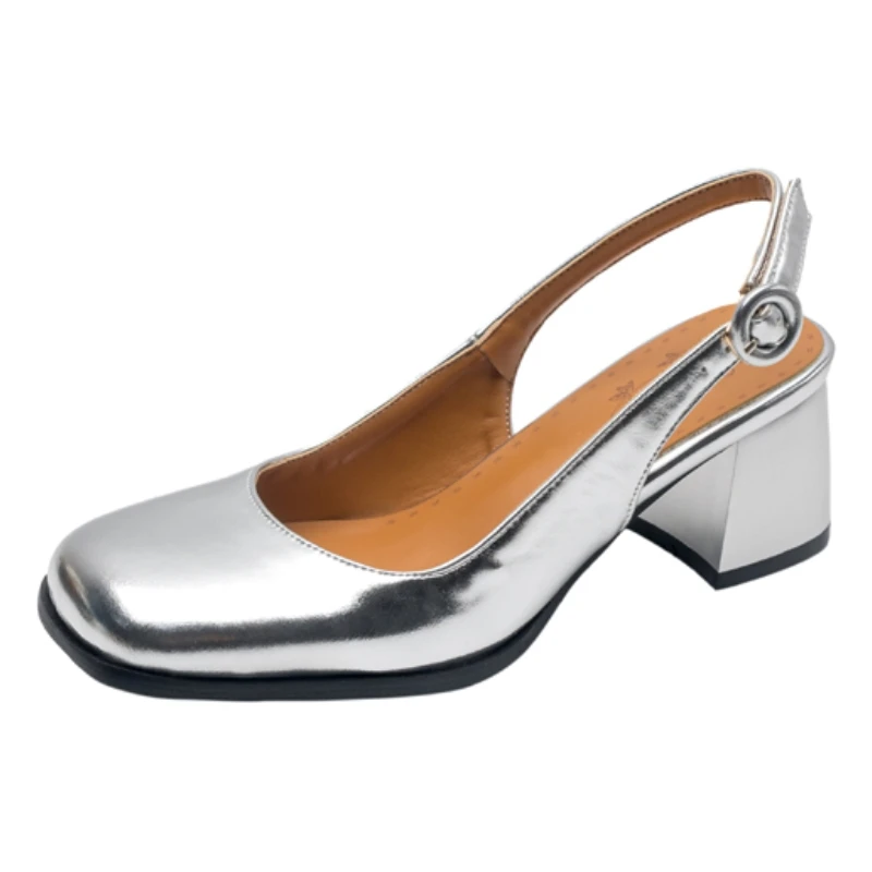 Slingback Sandals Shoes for Women Block Heels Close Toe Party Office