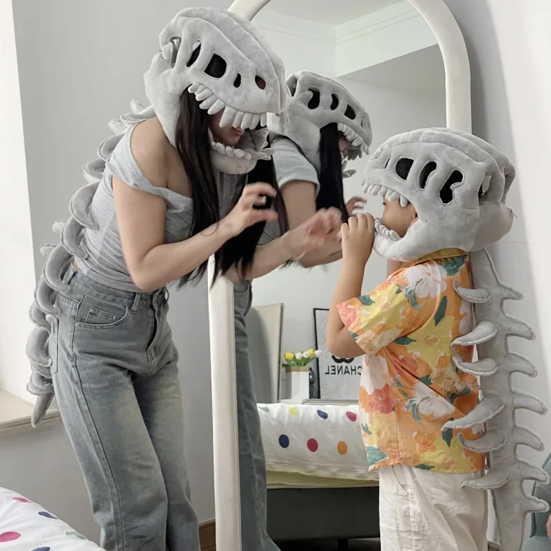Dinosaurus Skelet Kostuum Realistisch Pluche 3D Dinosaurus Schedel Hoofddeksel En Ruggengraat Kostuum Set voor Halloween Cosplay kopen vanaf een prijs van 25