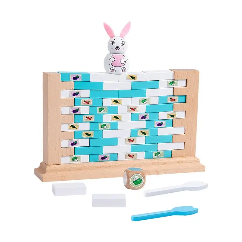 

Wooden Stacking Rabbit Toys Stackable Building Wood Bunny Toy Stimulating Creative & Imaginative Play Kids Learning Montessori