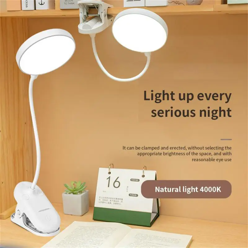 

Flexible Table Lamp with Clip Stepless Dimming Led Desk Lamp Rechargeable Bedside Night Light for Study Reading Office Work