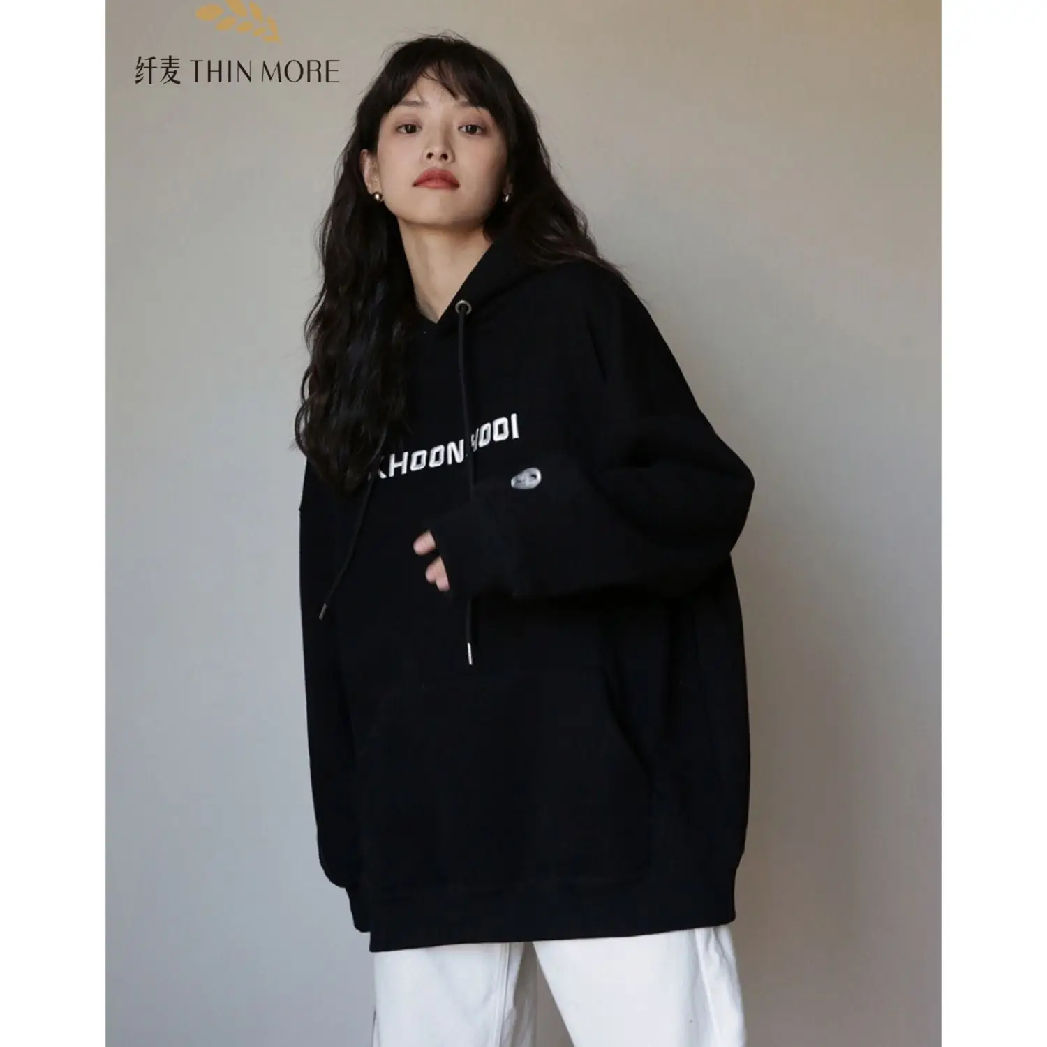 New Korean Version Sweet Loose Long Sleeved Thick Thin Hooded Sweatshirt for Women's Fashion 6