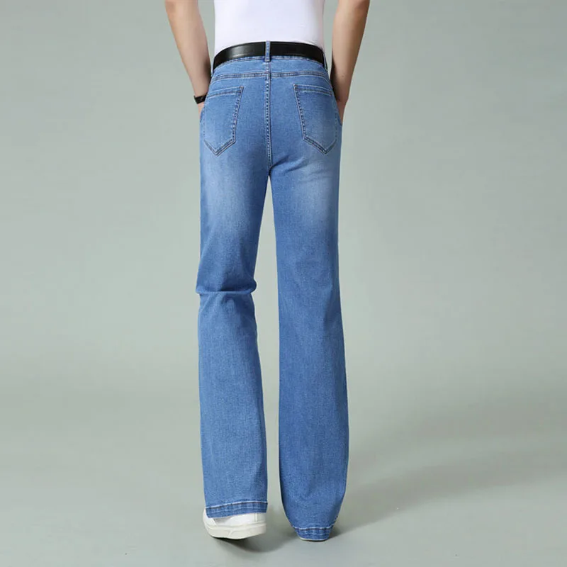 2024 New Men's Spring Autumn and Summer Thin Wide-Leg Jeans Business Casual Straight Pants Light and Dark Blue 2