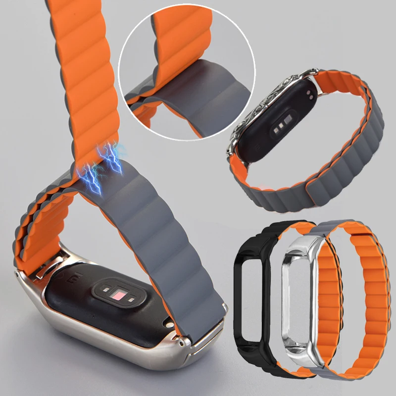 

Magnetic Silicone Strap for Xiaomi Mi Band 6 5 Strap Smartwatch Wristband Belt Magnetic Replacement Bracelet for Xiaomi Band 5 6
