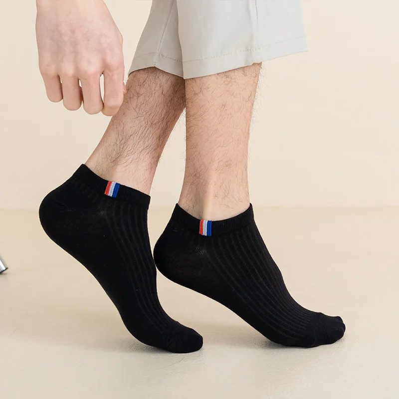 5/10/20 Pairs Of Plain Color Boat Socks Thin Summer Blending Mens Casual Socks Breathable Sweat Absorbing Calibration