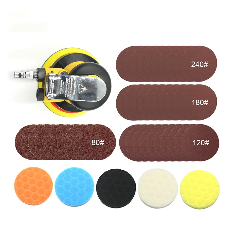Levigatrice Orbitale Pneumatica Da 5 Pollici Con Lucidatrice Professionale Per Carta Vetrata Da 10 Pezzi Per Levigatura/Lucidatura Di Pavimenti Per Mo