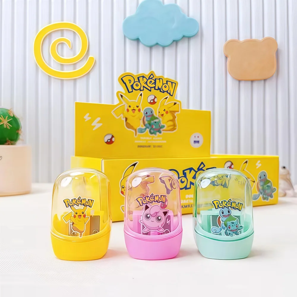 Pokemon pikachu pencil sharpener eraser 1/4pcs Anime Students Cartoon Pencil-knife Necessary Study Stationery School Supplies