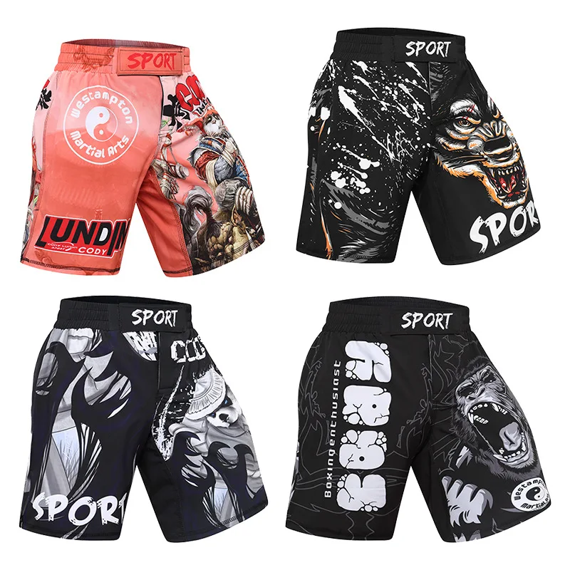 Custom Men No Gi MMA Shorts Jiu Jitsu Fighting Training Shorts For Men Sublimation Elastic waist Grappling Muay Thai  Shorts 2