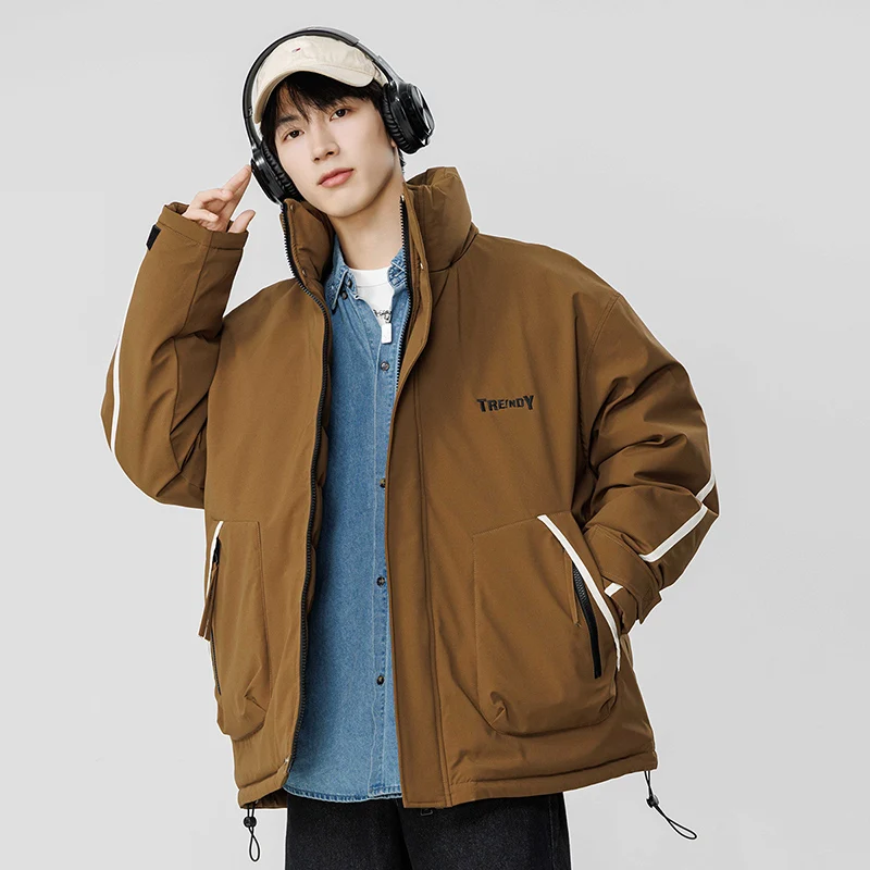 Luxury Man Jacket Winter Padded Coat Stand Collar Zip-up Windbreaker Waterproof Outerwear Unisex Thick Warm Parkas Fashion Brand