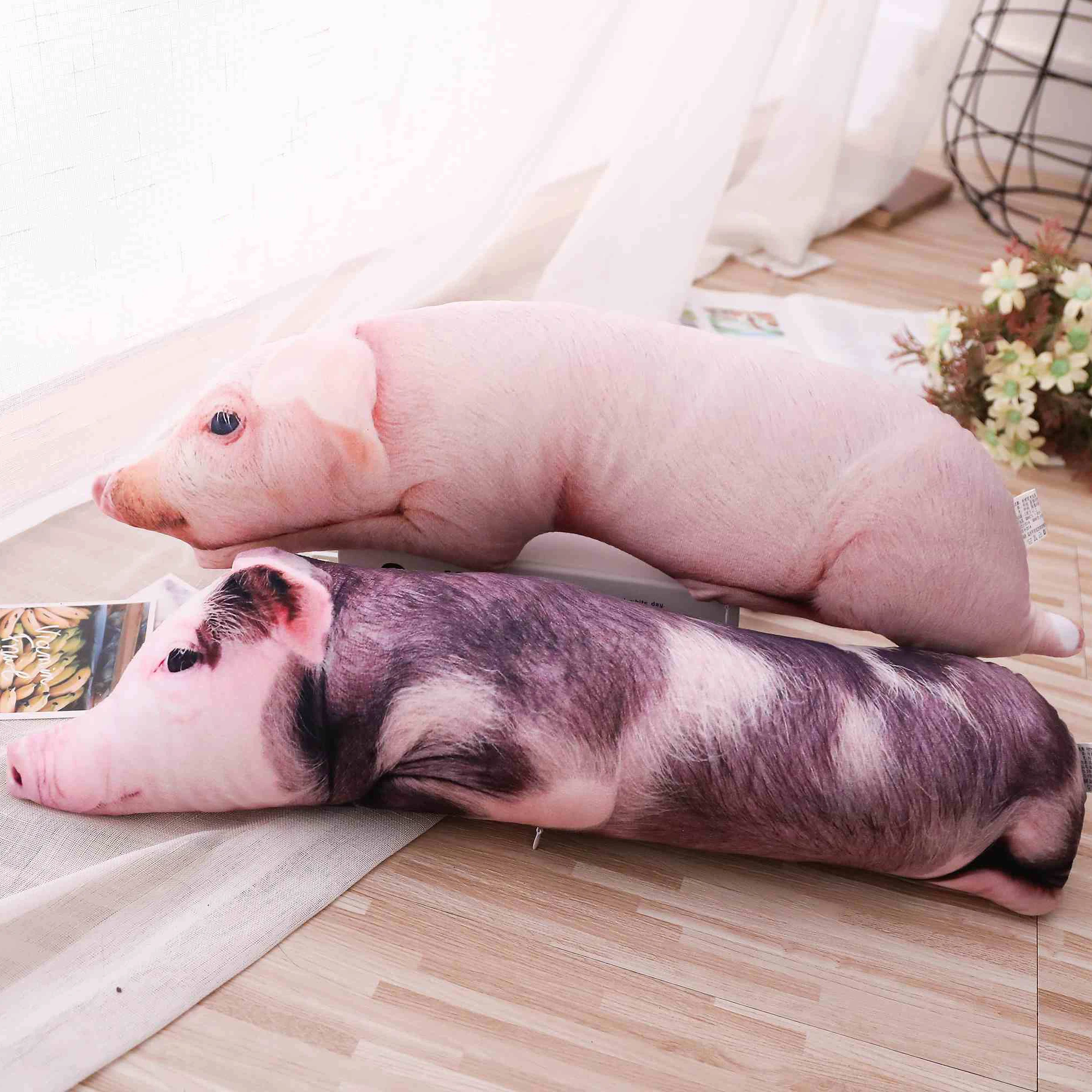 50~120cm Sleeping Pig Plush Pillow Stuffed Printing Animal Pillow Lumbar Support Bed Chair Cot Decor Cushion 4