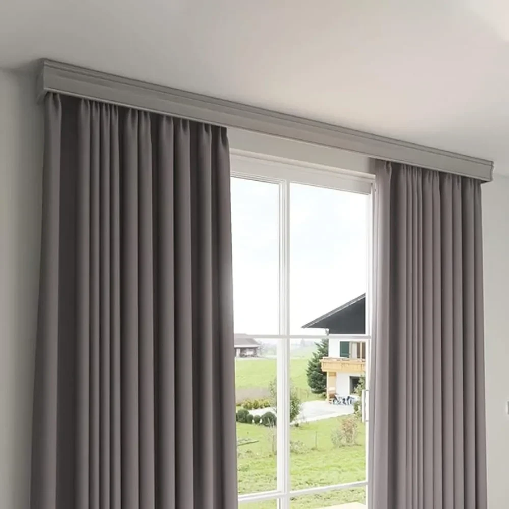 

Three-in-One Curtain Track Double Tracks and Curtain Pelmet Ceiling Mounting for Living Room Bedroom (9.8ft Grey)