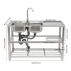Stainless Steel Vegetable Washing Basin, Sink, Double Groove with Bracket, Thickened Double Basin 3