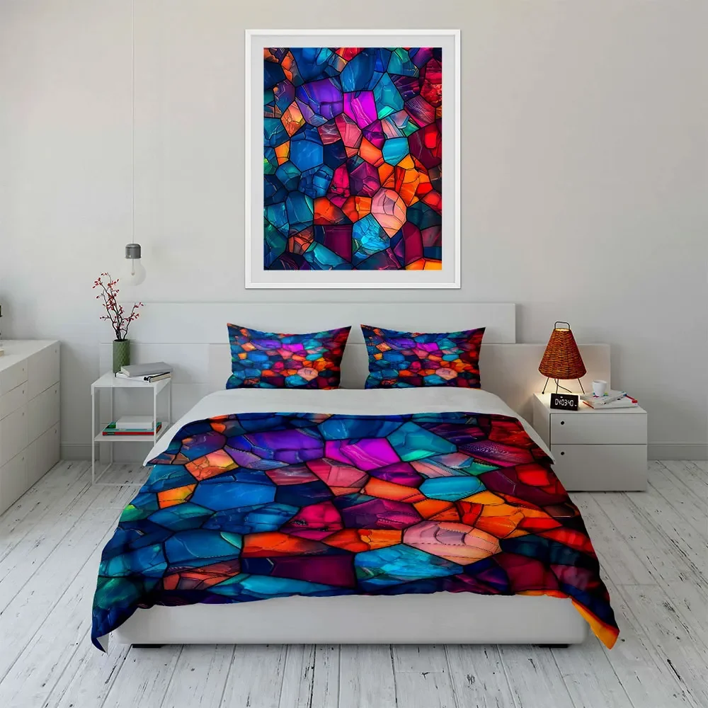 Ensemble d'art abstrait coloré, plusieurs tailles, pour chambre d'enfant et d'adulte, magnifique ensemble de literie 3 pièces, cadeau 1 Ensemble d'art abstrait coloré, plusieurs tailles, pour chambre d'enfant et d'adulte, magnifique ensemble de literie 3 pièces, cadeau 1