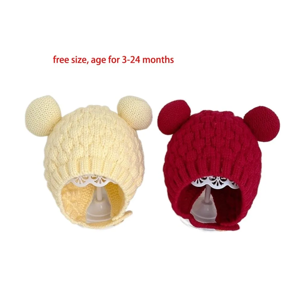 Warm Knitted Bear Windproof Beanie Hat for Kids