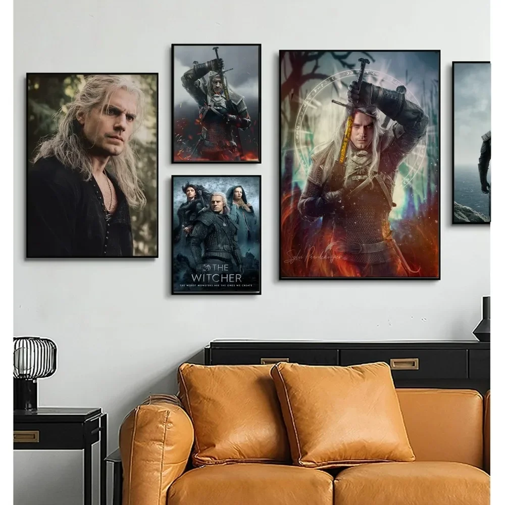 Hot The W-Witcher 3 Tv Game Poster Classic Anime Small Poster Wall Sticker Per Soggiorno Bar Decorazione Decor Wall Stickers