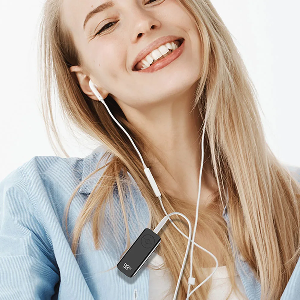 Bluetooth-compatible 5.3 Jack Audio Receiver Wireless 3.5mm AUX Adapter with LED Battery Display for Car Headphone Speaker Music