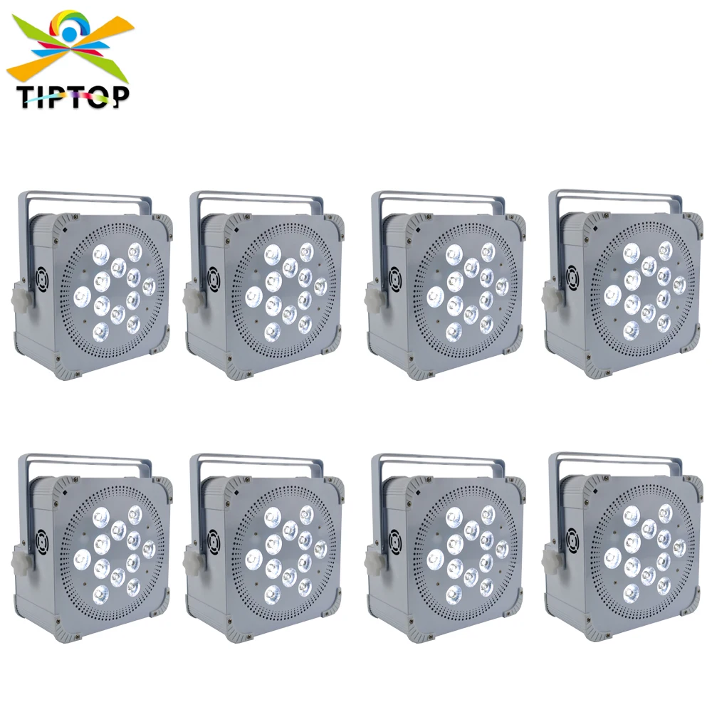 

TIPTOP 8 x Battery Wireless DMX Remote White Led Wedding Uplight 12x18w RGBWAUV 6in1 LED Par DJ Disco Stage Light TP-B1218A