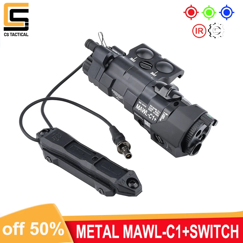 Metal CNC MAWL C1 Tactical Laser MAWL C1 Airsoft LED Aiming Blue Red