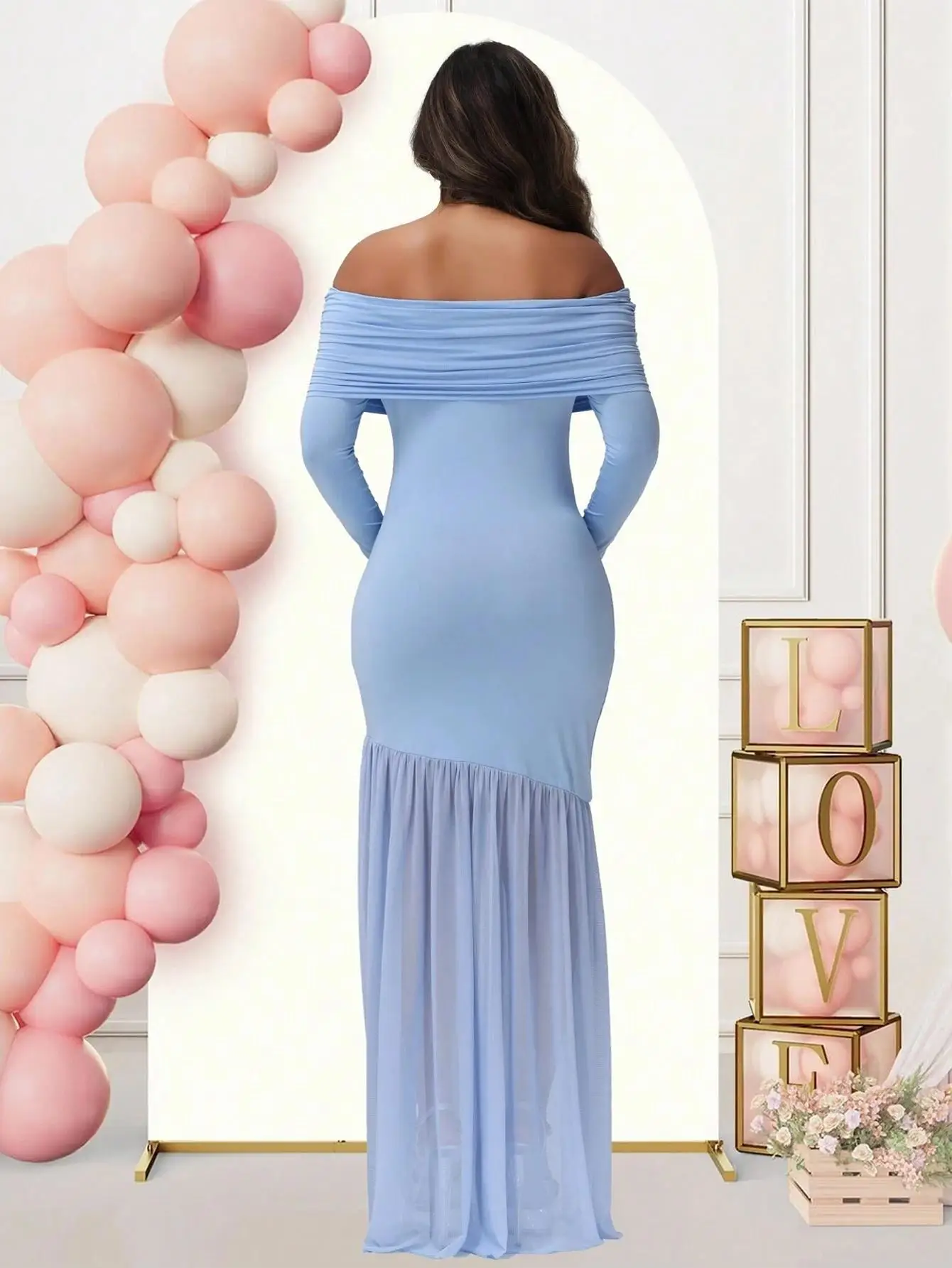 Maternity Dresses Photoshoot Off-Shoulder Slits Fishtail Hem Baby Shower  Clothes For Pregnant Woman Evening Party Elegant Gown - AliExpress 1501