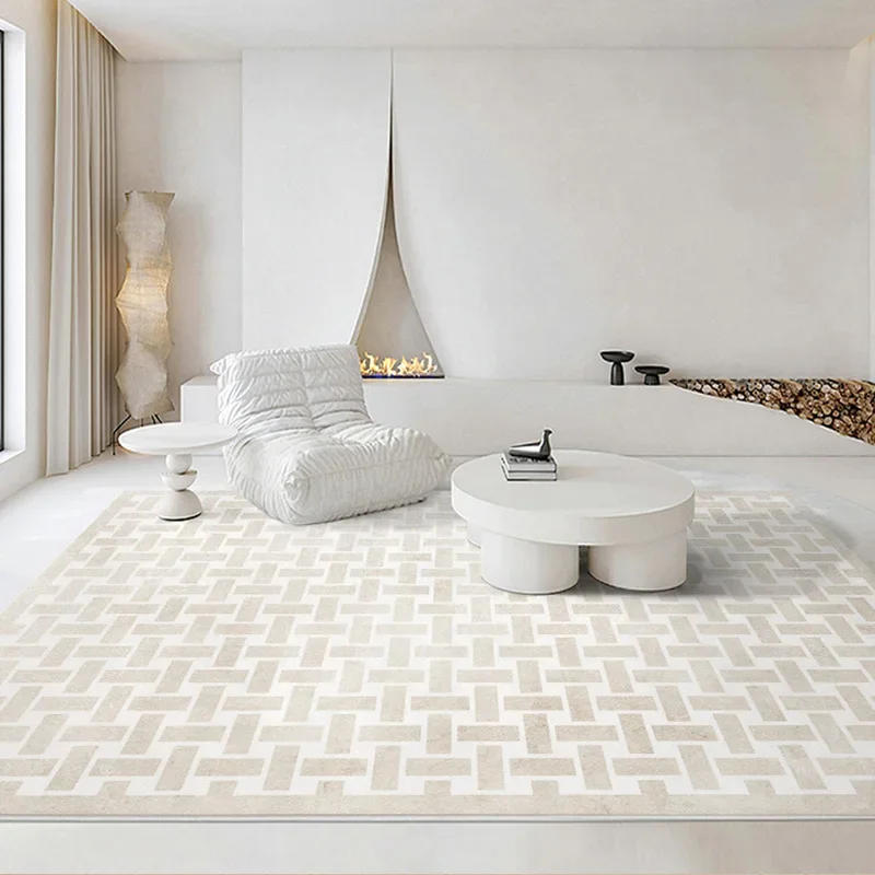 Duży salon dekoracja kremowy dywan nowoczesny minimalistyczny dywaniki do sypialni zagęszczony mata antypoślizgowa dom pluszowy dywan
