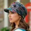 Floral Print Peaked Cap Woman Comfortable and Soft Ear Protection  Winter Hat Warm and Foldable Ethnic Style Short Brimmed Hat 3