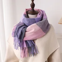 Luxury Rainbow Color Plaid Designer Winter Scarf Women Cashmere Shawl Outdoor Blanket Neckerchief Wrap Pashmina Tassel Warm Lady - Image 3
