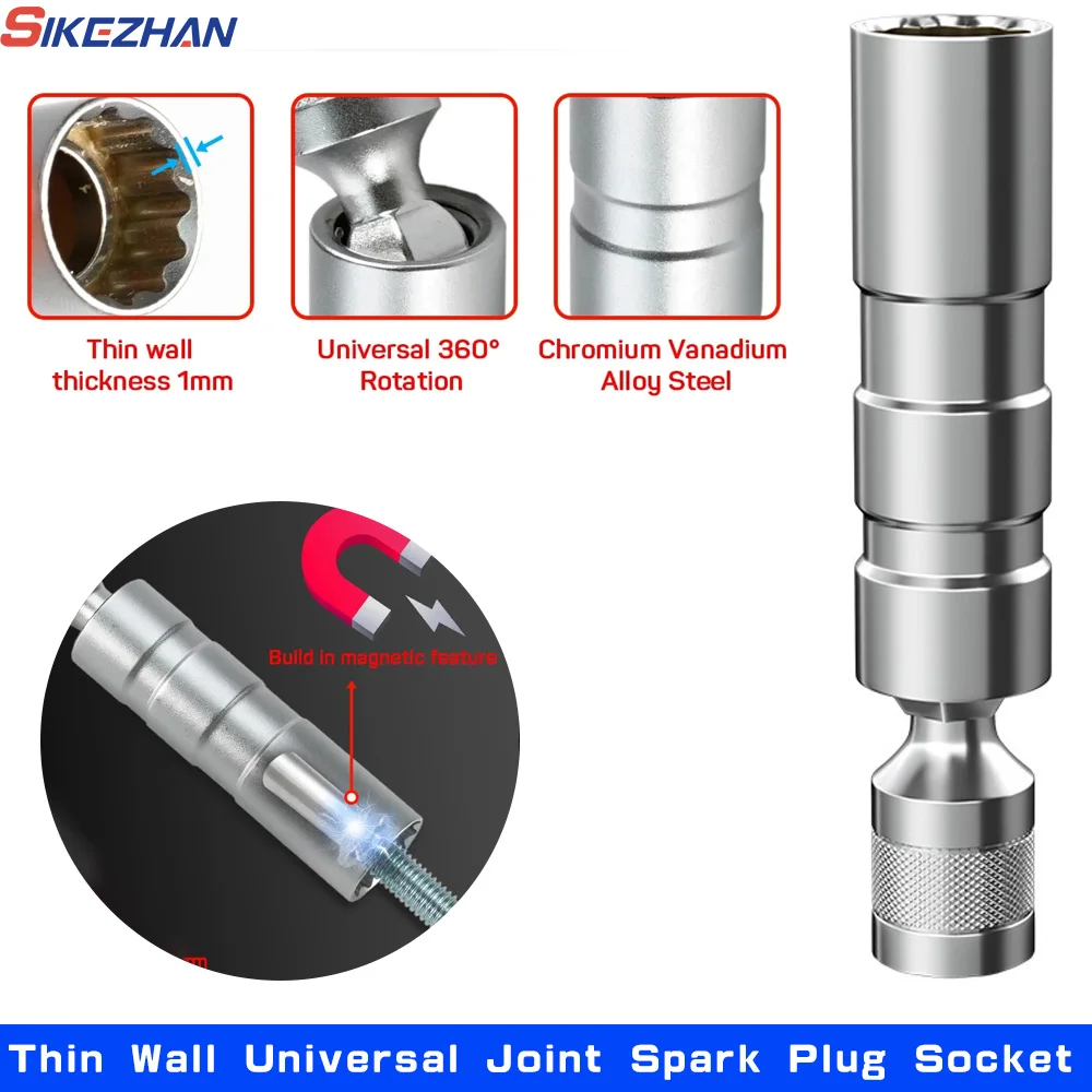 Spark Plug Socket, Magnetic Spark Plug Socket, Universal 12 Point Ultra Spark Plug Removal Tools, Spark Plugs And Ignition Tools (16mm - View #6
