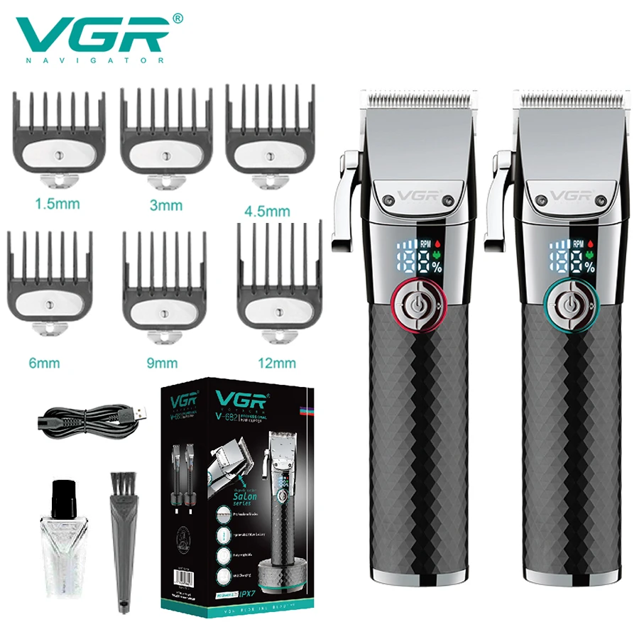 

VGR Professional Hair Clipper Barber Hair Trimmer Cordless Hair Cutting Machine Rechargeable Adjustable with Charging Base V-682