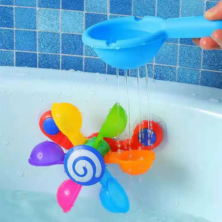 

Baby Bath Toys Colorful Waterwheel Bathing Sucker Bathtub Water Spray Play Set Shower Sprinkler Toy For Kids Toddler Children