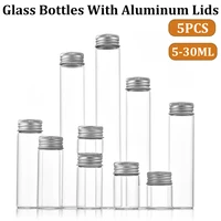 5PCS Mini Glass Bottles with Screw Caps  Aluminum Top Metal Lids 5-30ML Small Glass Sample Bottle Essential Oils Home Storage 1