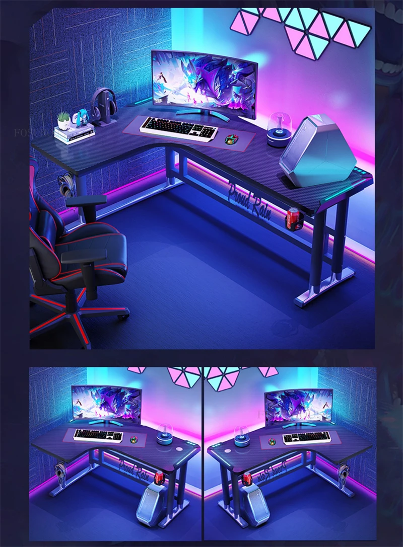 Description Picture 5 of itemNordic L Shaped Gaming Table Desktop Computer Desks Home Bedroom Writing Office Table Corner Gaming Desks Double Computer Tables