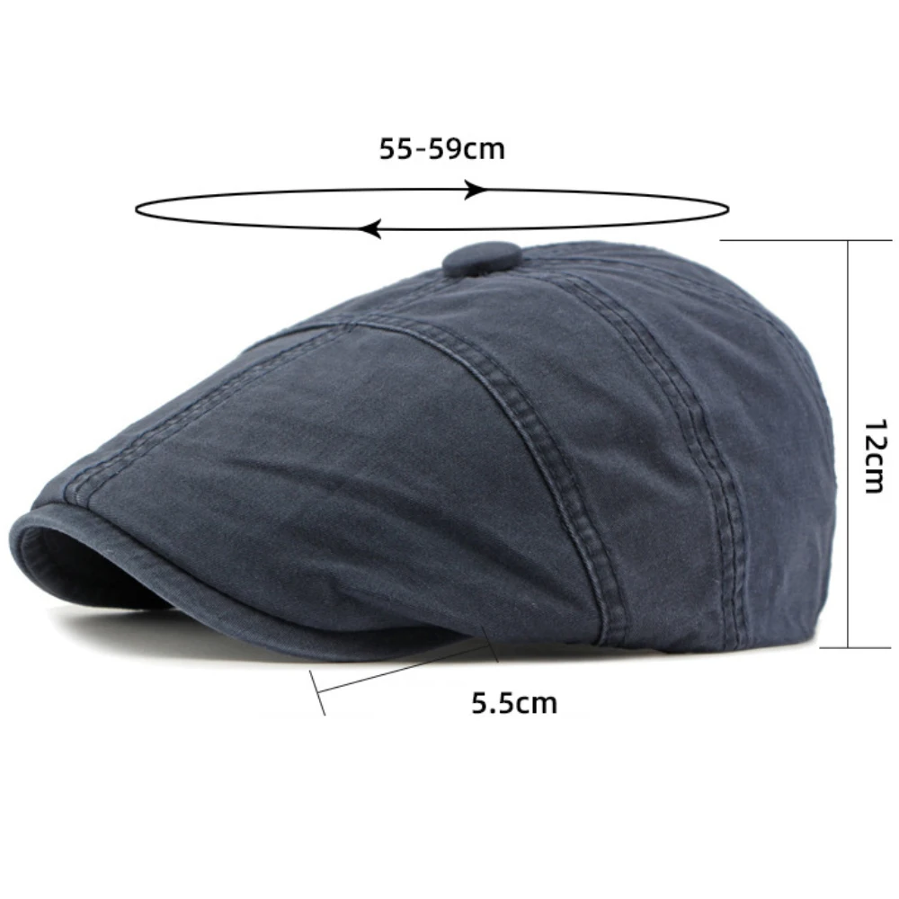 HT4424 Berets for Men Women Retro Artist Painter Beret Hat Male Female Spring Ivy Octagonal Flat Cap 100% Cotton Mens Beret Cap - 2