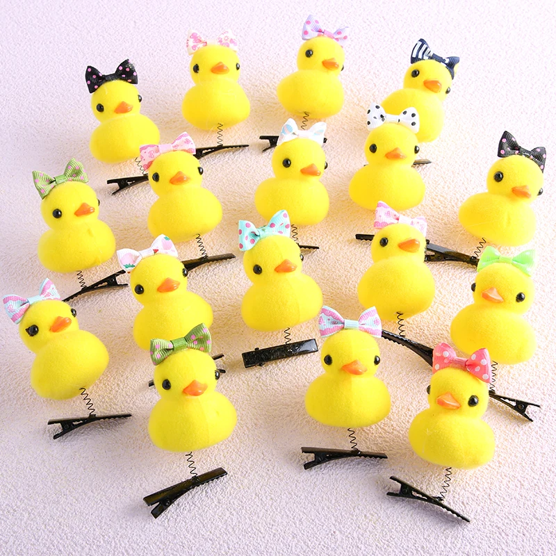 10/20/50/100Pcs Little Yellow Duck Hairpin Spring Hair ganci accessori per ragazza 3D fai da te Cartoon Duck bambini divertenti regali di compleanno