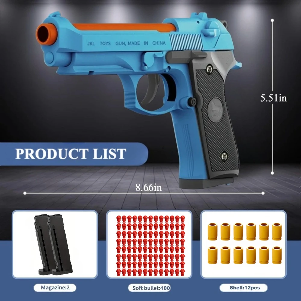 Shell Throwing Automatic Soft Bullet Toy Gun with Blowback - Outdoor Sports Shooting Game Gift
