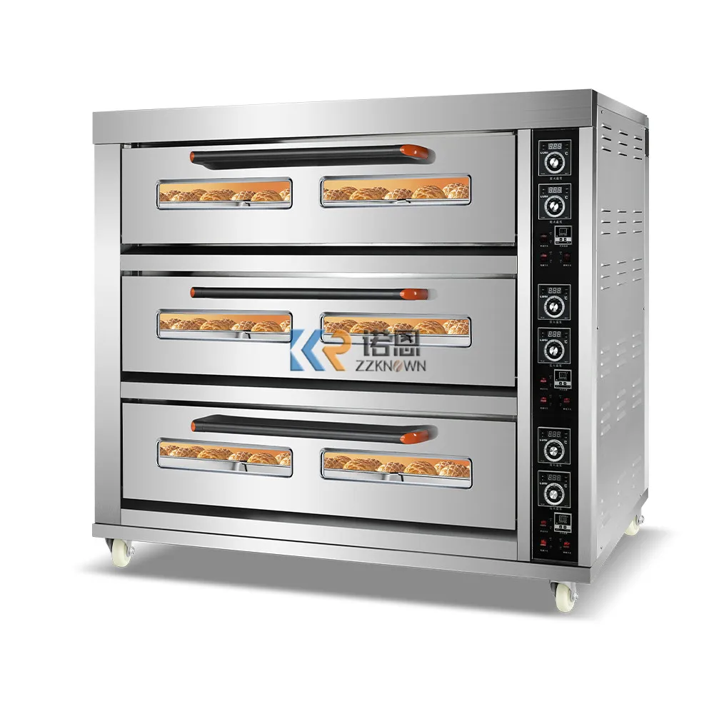 3 Decks 12 Trays Gas Baking Oven Commercial Large Kitchen Equipment Pizza Cake Oven Moon Cake Bread Bakery Machines with Steam