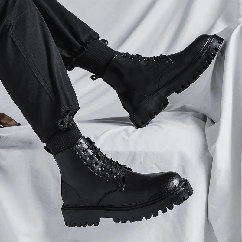 

Men's Martin Boots 2022 Autumn Winter New Thick Bottom British Style Lace Up Ankle Boots Fashion Gothic Outdoor Walking Footwear