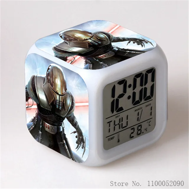 Disney 3D Star Wars Printed Alarm Clock LED Digital Clock 7Color Changing Light Night Glowing Kids Desk Clock Children Gift Toys 6