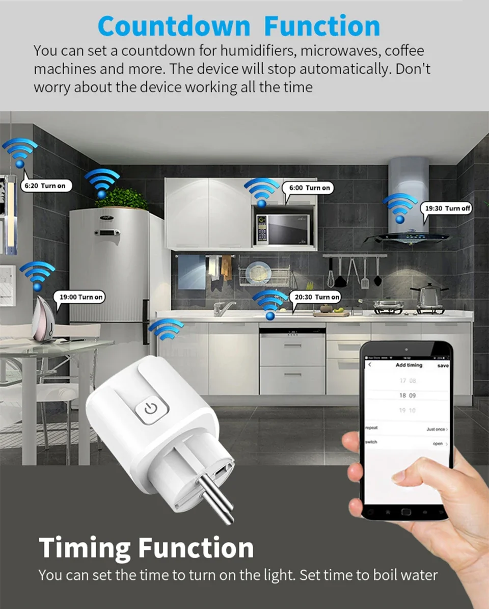 Description Picture 5 of itemTuya Smart Socket EU16A Wifi Smart Plug With Power Monitoring Timing Function Alexa Google Home Alice Voice Control Outlet