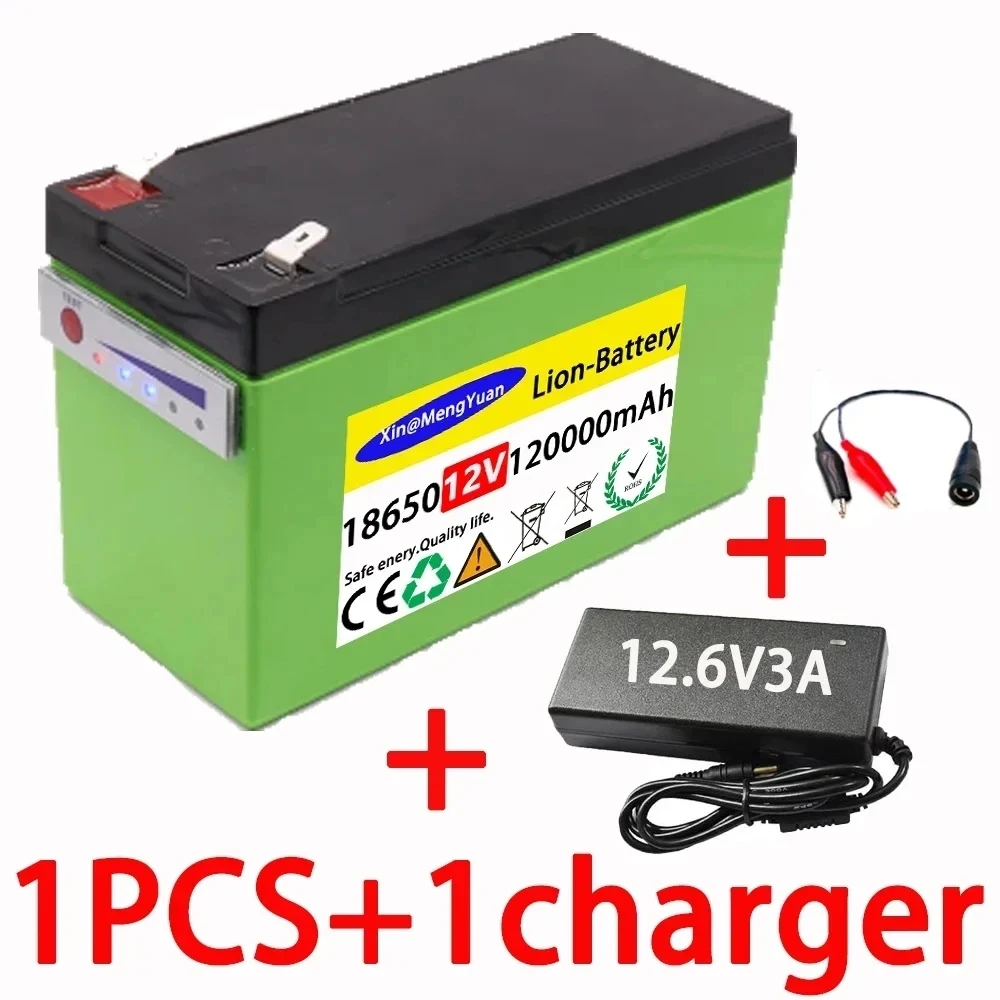 Batería recargable portátil de 12V, 2023 mAh, 5V, 2.1A, puerto de carga con pantalla de alimentación USB, cargador de + 120000 V