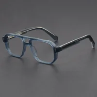 Double ponts Anti lumière bleue lunettes de lecture hommes rétro femmes lunettes carrées cadre mode hommes lunettes myopes faux cils-2 1