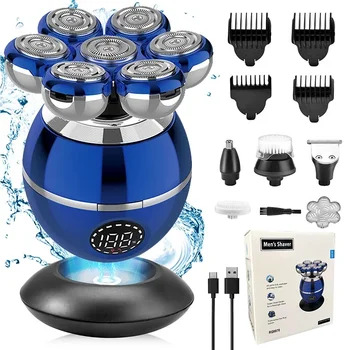 Il più nuovo 5-in-1 Rasoio Elettrico 7D Testa di Taglio Galleggiante Tagliacapelli Calvo Ricarica Senza Fili Uomini Naso Trimmer Barba Elettrica Rasoio 1