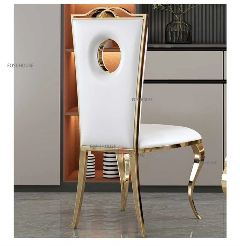 Description Picture 6 of itemStainless Steel Dining Chairs Modern Dining Table Chairs Home Furniture Nordic Flannel Dinning Chair Restaurant Backrest Chair