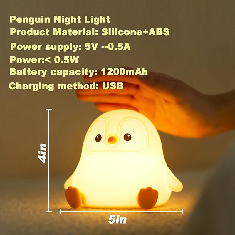 Luce Notturna Per Bambini A Forma Di Arancione - Timer E 7 Colori - Silicone Morbido - Ricaricabile USB-C