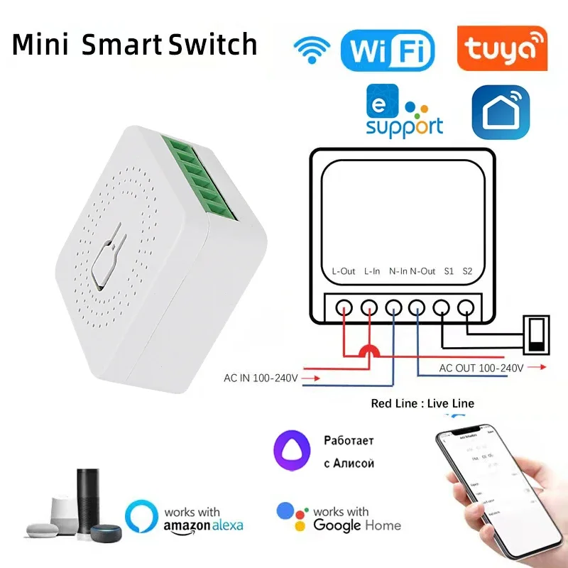 16A Tuya WiFi Smart Switch 2-way Control with Energy Monitor Switch Mini Smart Breaker Smart Life Control  Alexa Via Google Home